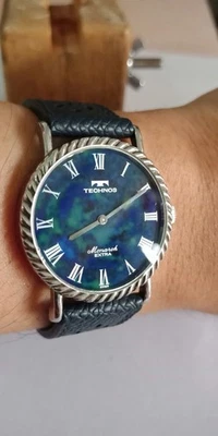 Vintage LAPIS Stone Dial w/Technos Monarch Extra 17jewels, manual winding! - Image 1 of 4