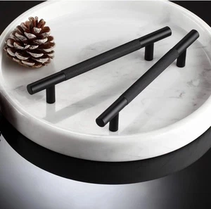 Paquete de 10 manijas de cajón de cocina de gabinete negro mate moleteadas 128 mm agujero centro - Imagen 1 de 19
