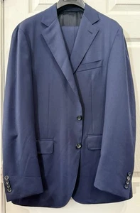 CANALI KEI Tailored Navy Blue Silky Wool Suit Italy 36R & Pants 35” X 33” Flat - Picture 1 of 6