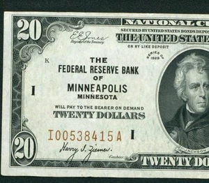 Minneapolis - $20 1929 (VF+) National Currency ** DAILY CURRENCY AUCTIONS - Picture 1 of 3