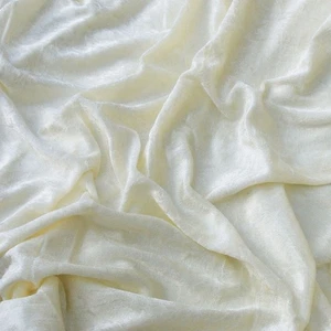 CREAM Crushed Velvet Fabric Premium Soft Curtain Material Dress Upholstery 60" - Picture 1 of 1