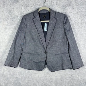 NEW Ann Taylor Newbury Piped Chambray Linen Blend Blaze Size 12 Petite Blue Gray - Picture 1 of 9