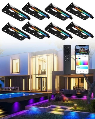 Pacote com 8 luzes de parede de retenção inteligentes LED RGB de 7 polegadas, 5W 16 M... - Imagem 1 de 4