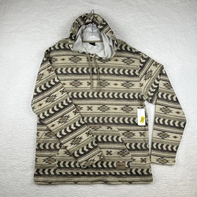 NUEVO CON ETIQUETAS Hurley OG Poncho Sudadera con Capucha Estampado Azteca Marrón Beige Para Hombre’s Grande Foto 1 de 4