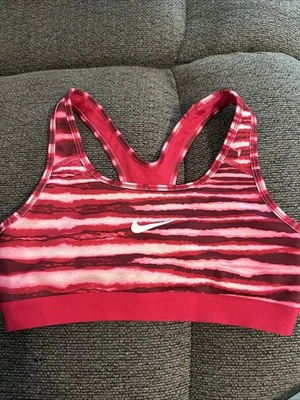 Новый женщин Nike Dri-FIT спортивный бюстгальтер розовый камуфляж спортивная спина маленький - Изображение 1 из 4