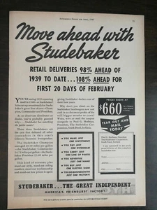 Vintage 1940 Studebaker Full Page Original Ad 1221 - Picture 1 of 1