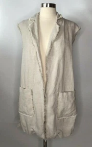 Zara Basic ärmellose Weste vorne offen Gr. M creme lässig Leinenmischung - Bild 1 von 7