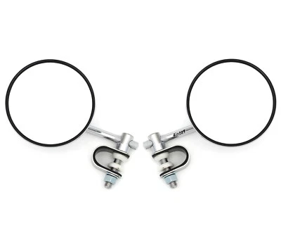 Conjunto de 2 Espelhos de Braçadeira Universal Cromados 4" - Haste Curta Motocicleta Kawasaki - Imagem 1 de 2