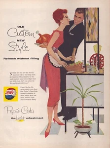 Pubblicità Stampa Pepsi Cola 1958 La Luce Rinfresco Donna Insalata Tacchino Meno Riempimento - Foto 1 di 1