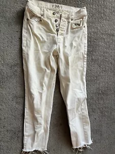 We The Free Raw Hem Button Fly Crop Jeans Size 26 Free People White/Ivory Distre - Picture 1 of 6