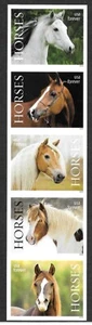 Scott #5895c IMPERFORATE (NO DIE-CUT) , Horses Vertical Strip of 5, MNH - Picture 1 of 1