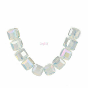 10mm 10pcs Square Crystal Glass Faceted Cube Spacer Loose Beads Jewelry Finding