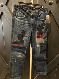 Polo Lauren Ralph Lauren Women's Patchwork Relaxed Tapered Ankle Jeans Sz 8 NWT - Picture 1 of 7