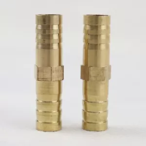 2Pcs 3/8" 10mm Brass Hose Barb Mender Union Brass Fitting Gas Fuel Water Air - Picture 1 of 7