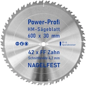 HM-Kreis-Sägeblatt 600 x 30 mm 42 Zahn FF nagelfest mit Spanabweiser Brennholz - Bild 1 von 1