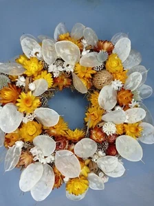 Trockenblumenkranz Trockenblumen Tischkranz Türkranz Trockenblumenstrauß - Bild 1 von 9