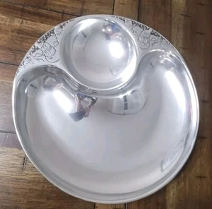 Wilton Armetale Snowman Chip and Dip Tray 10.5” Metalware Pewter Holiday - Picture 1 of 9