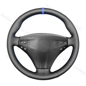 Hand Sew Black Leather Blue Marker Steering Wheel Cover for Benz W203 C-Class - Picture 1 of 8