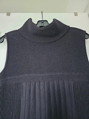 VESTIDO AUTÉNTICO CHANEL TALLA 36 38 NEGRO PLISADO SIN MANGAS CUELLO ALTO Foto 1 de 4
