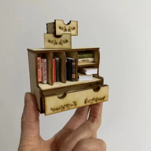 1:12 Scale Dollhouse Miniatures Furniture Bookshelf Storage Cabinet Unfinished - Picture 1 of 9