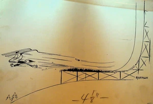 Henry S Syverson Original Art Man Esquí Salto Fuera de Control - Imagen 1 de 2