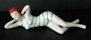 ANTIQUE 1920's FRENCH PORCELAIN BATHING BEAUTY SCULPTURE BEACH POOLSIDE VACATION - Picture 1 of 4