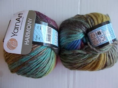 YarnArt Harmony wool blend roving yarn, Multi A5, lot of 2, (87 yds each) - Image 1 of 3