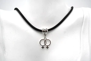 LGBTQ Hypoallergene Doppel Venus Symbol lesbian Halskette feministisch - Bild 1 von 6