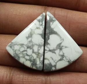 30.35 Ct Natural Howlite Matched Fancy Pair Cabochon Loose Gemstone 28x18.9 MM - Picture 1 of 4