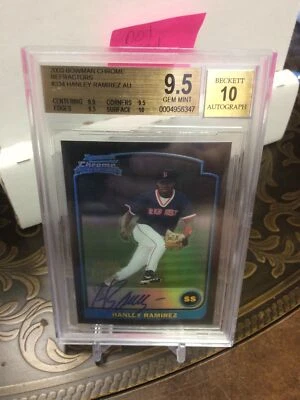 2003 Hanley Ramirez Bowman Chrome Autographed Baseball Card Graded Beckett 9.5 - Image 1 of 2