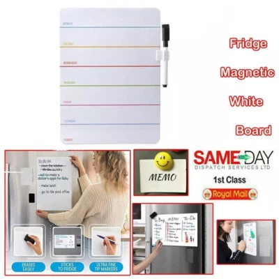 Magnetic Weekly Planner, Small Whiteboard Dry Erase Fridge Meal Plan Memo Board - Image 1 of 4