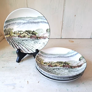 (4) Williams Sonoma Napa Bauernhaus Landschaft 6,25" Teller Brot Vorspeise - Bild 1 von 6