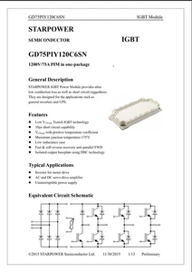 1X GD75PIY120C6SN 6*IGBT PIM  3 Phase  Brake 3 Phase Inverter 75A@85C 1200V 380W - Picture 1 of 4