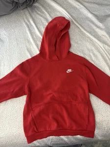 Nike Hoodie Youth Size XL Red Full Zip Hoodie Sweatshirt Sweater Club Fleece - Picture 1 of 4