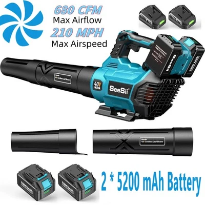 MARKENLOS 40V SEESII Akku-Laubbläser, 2 Batterien, schnell Reinigen von Laub & Schmutz!