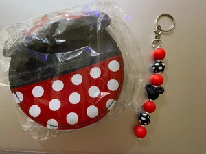 Small Minnie Mouse Purse & Beaded Keychain/purse clip - black & red w/polka dots - Picture 1 of 3
