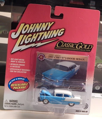 1955 Chevy 2-Door Sedan Johnny Lightning Classic Gold Detailed Engine Interior - Image 1 of 4