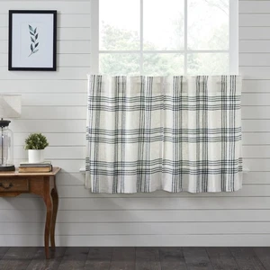 Farmhouse 36"x36" Tier Pair Green Rod Pocket Kitchen Window Curtains VHC Brands - Picture 1 of 7