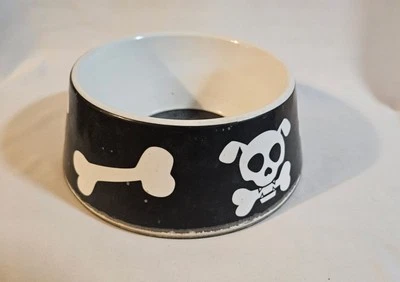 Top Paw Melamina Calavera Perro Comida Cuenco Diseño Blanco y Negro con Calaveras y... Foto 1 de 4