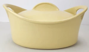 Cazuela grande de cerámica antigua de colección amarilla con tapa estilo Art Deco - Imagen 1 de 21