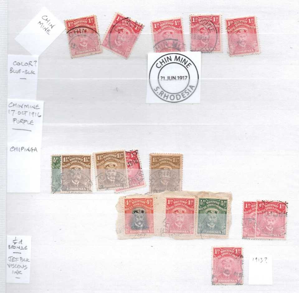 RHODESIA BSAC 1913 - página de almirantes ex GIBBS - CHIPINGA y mina de barbilla Foto 1 de 1