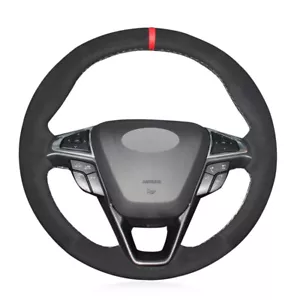 Black Suede Red Marker Car Steering Wheel Cover for Ford Mondeo 2014-2020 Edge - Picture 1 of 14