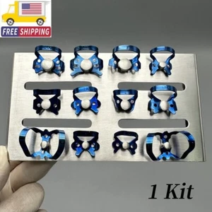 Dental Surgical RUBBER DAM CLAMP Blue Dental Instruments ENDO With Tray Holder - Picture 1 of 8