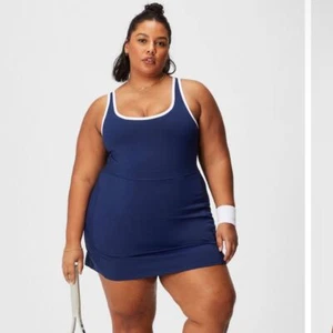 Fabletics Women's 2X Blue Sporty Sleeveless Short Dress w/ Built-In Shorts - Picture 1 of 14