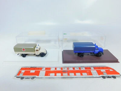 2x BREKINA 1:87/H0 Autocarro Magirus: 4611 THW + 4217 Drk, Molto Buono + Box # - Immagine 1 di 4