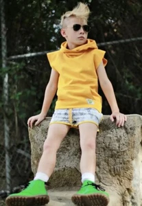 New! EFVVA Pop art SS15 Collection Hand Painted Shorts Boy Girl Sz 6-7 Fall - Picture 1 of 9
