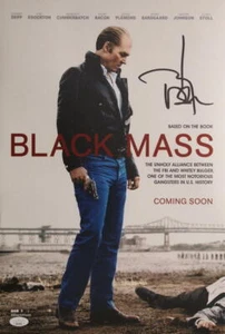 FOTO DE PÓSTER FIRMADA CON AUTÓGRAFO JOHNNY DEPP 12x18 - ¡Masa negra rara! Con certificado de autenticidad JSA - Imagen 1 de 2