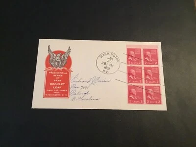 FDC 1939 #806B IOOR JOHN ADAMS Cachet Pane Of 6 2cent Stamp USA - Image 1 of 2