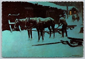 THE END OF THE DAY by FREDERIC REMINGTON 1904 painting UNUSED Art Postcard A79 - Picture 1 of 2