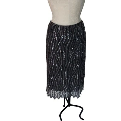 Saia Peter Cohen Feminina Tamanho Médio Cinza Lã Lantejoula Malha Texturizada Rede Mod - Imagem 1 de 4